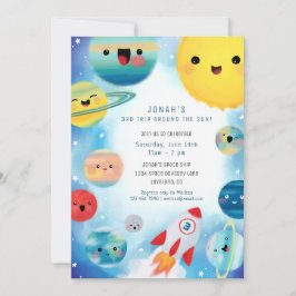 Convites Planetas Espaciais Exteriores Navio-Foguete Aniver