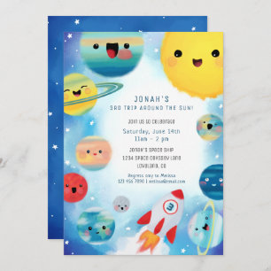 Convites Planetas Espaciais Exteriores Navio-Foguete Aniver