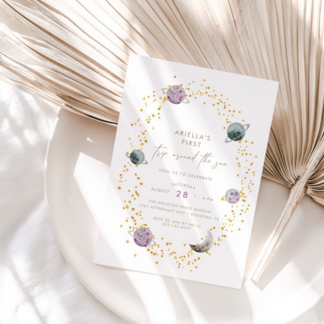 Convites Planetas Espaciais Exteriores - primeiro aniversar (Criador carregado)