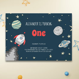 Convites Planetas Espaciais Exteriores primeiro aniversario