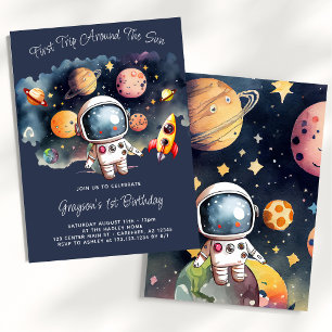 Convites Planetas Exteriores primeiro aniversario Azul