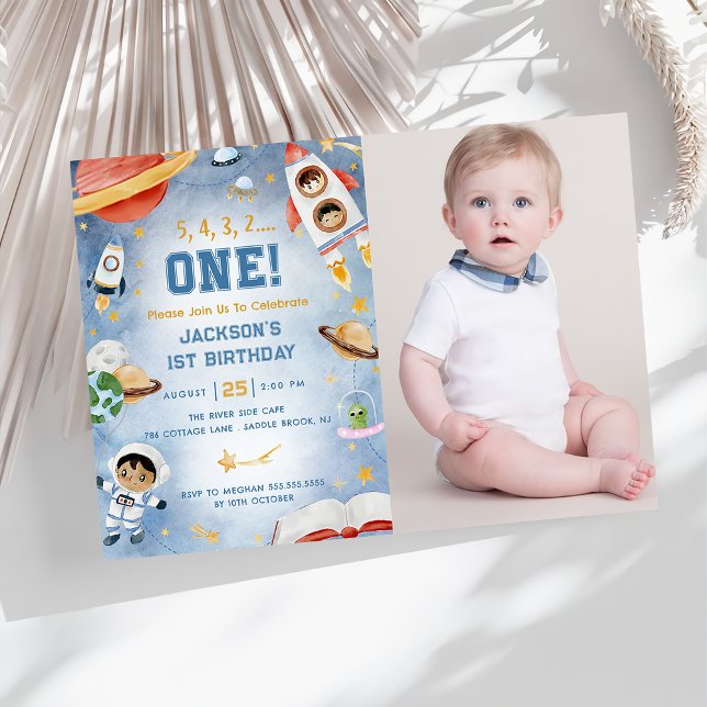 Convites Planetas Externos Foto de Primeira Festa de aniver (Criador carregado)