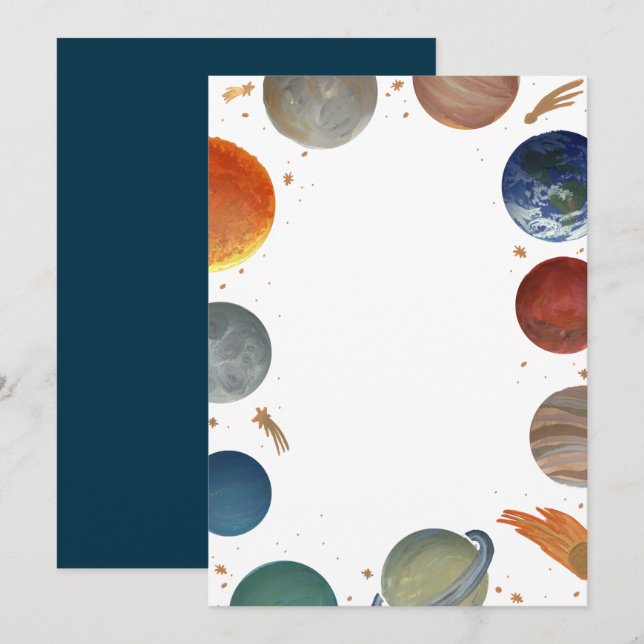 Convites Planetas pintados pelo Vazio DIY (Frente/Verso)