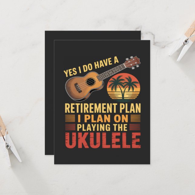 Convites Plano de Aposentadoria Ukulele Engraçado (Frente/Verso In Situ)
