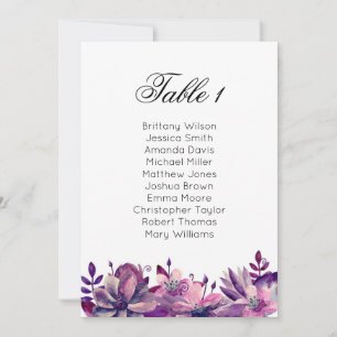 Convites Plano de assento de casamento roxo. Plano de mesa