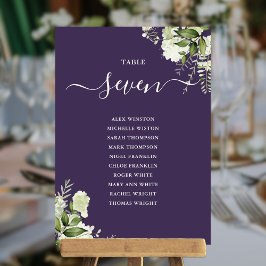 Convites Plano de Assento Floral Verde Roxo Número da Mesa