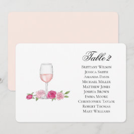 Convites Plano de assentos com rosas. Copo de vinho. Casame