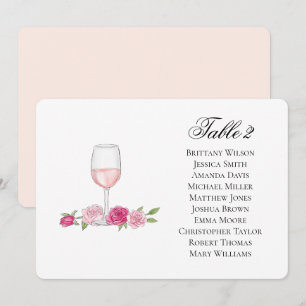 Convites Plano de assentos com rosas. Copo de vinho. Casame