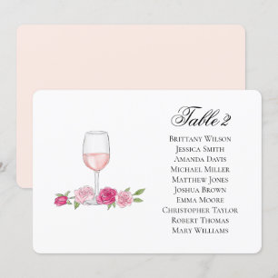 Convites Plano de assentos com rosas. Copo de vinho. Casame