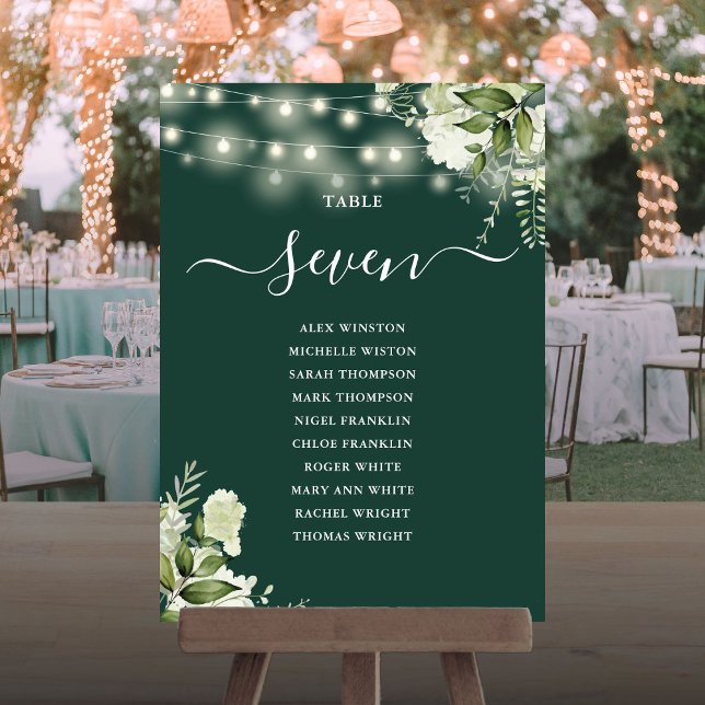 Convites Plano de Assentos da Mesa Número Verde Esmeralda (Emerald Greenery Seating Plan Table Number)
