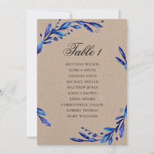 Convites Plano de assentos de casamento azul. Plano rústico
