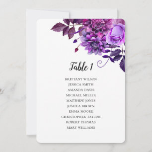 Convites Plano de assentos de casamento roxo. Plano de mesa