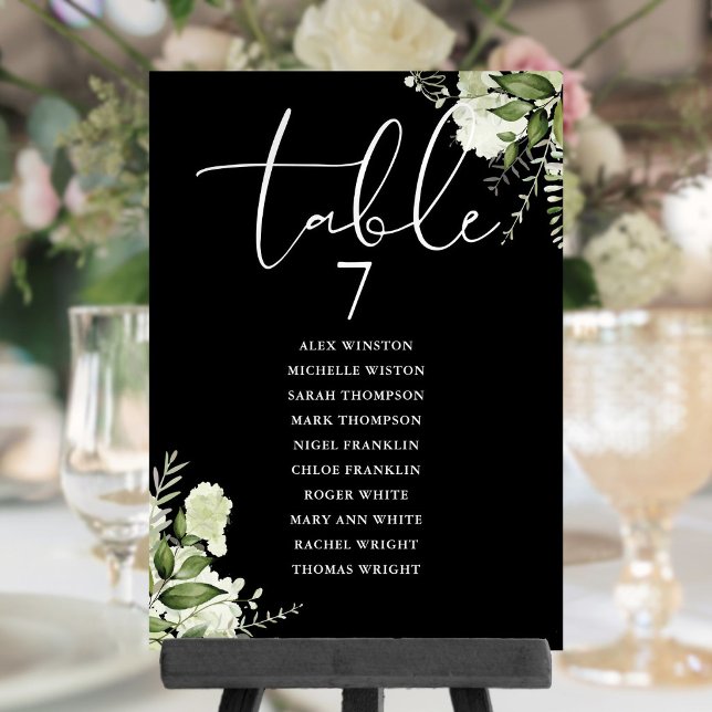 Convites Plano de Assentos Floral Verde Número da Mesa (Greenery Floral Seating Plan Table Number)