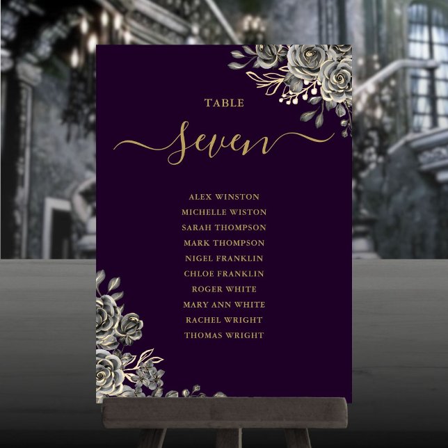 Convites Plano de Assentos Número da Mesa Rosas Florais Gót (Gothic Floral Roses Seating Plan Table Number)