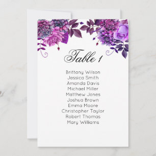 Convites Plano de assentos roxo. Plano de mesa de casamento