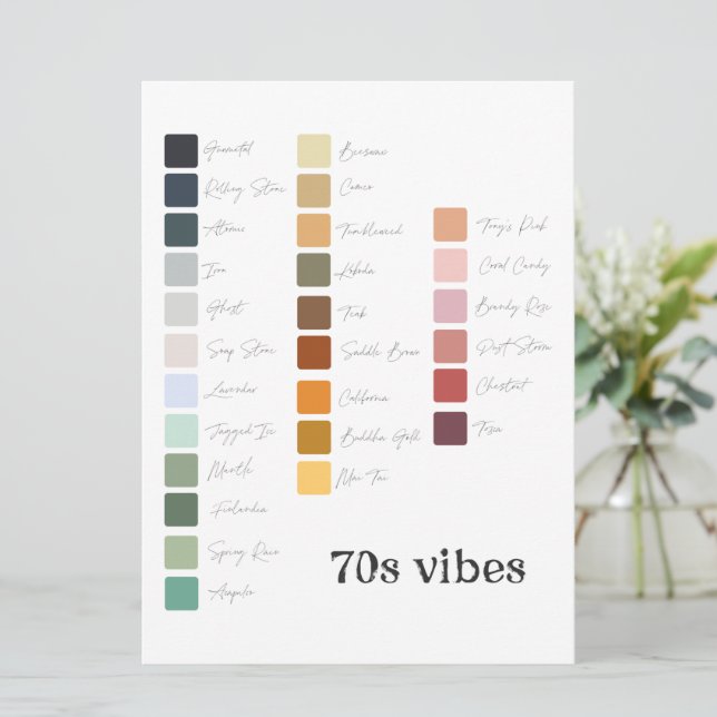 Convites Plano de Cores para Planejamento de Casamento Retr (Em pé/Frente)