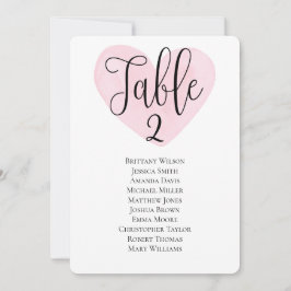 Convites Plano de mesa com coração rosa para casamento mode