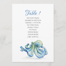 Plano de Mesa de Casamento de Octopus de Aquarela