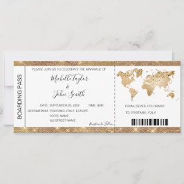 Convites Plano Dourado do Bilhete de Passagem de Embarque d