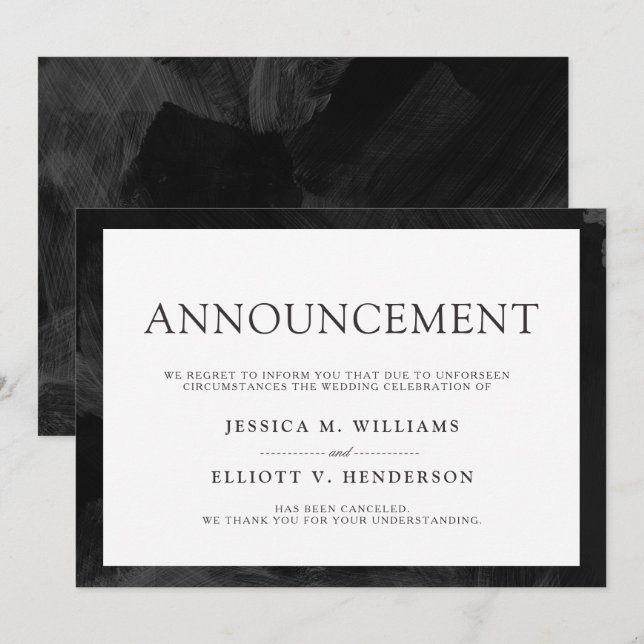 Convites Plano Formal de Mensagem de Cancelamento de Casame (Frente/Verso)