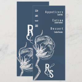 Convites Planta de Algodão Botânico Azul Casamento