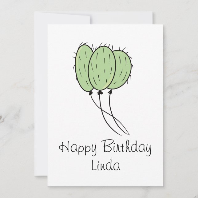 Convites Planta de Cacto Balão de Aniversário (Frente)