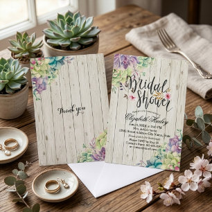 Convites Plantas Suculentas Elegantes de Chuva de Noiva Mad