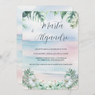 Convites Plantillas de boda tropicales en acuarela