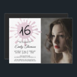 Convites Plash Cor-de-rosa Foto 16 16ª Festa de aniversário<br><div class="desc">Um suave convite de 16 festas de aniversário, com uma abertura cor-de-rosa, e o número 16 na tipografia moderna. Envie este convite de celebração da 16ª festa de aniversário, rosa e preto, para sua família e amigos. Basta adicionar sua foto e detalhes pessoais a este décimo sexto convite de aniversário....</div>
