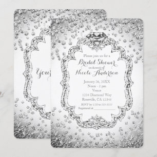 Convites Platinum White Silver Diamond Bling Invants