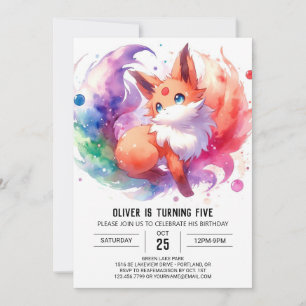 Convites Playcolor Watercolor Fox Birthday