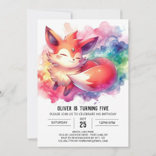 Convites Playcolor Watercolor Fox Birthday