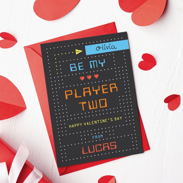 Convites "Player Two" Gamer Classroom Valentine's Day Card (Criador carregado)