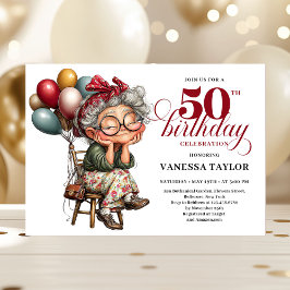 Convites Playful 50 lady design funny birthday party invite