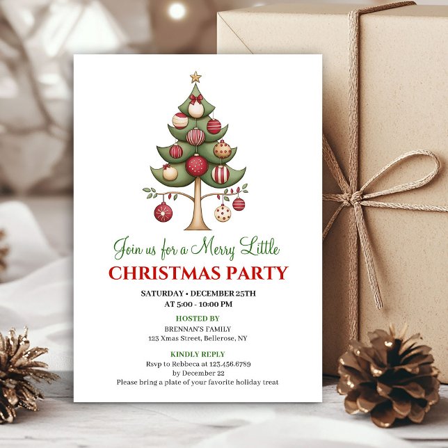 Convites Playful artistic Christmas tree holiday party  (Playful artistic Christmas tree holiday party invite)