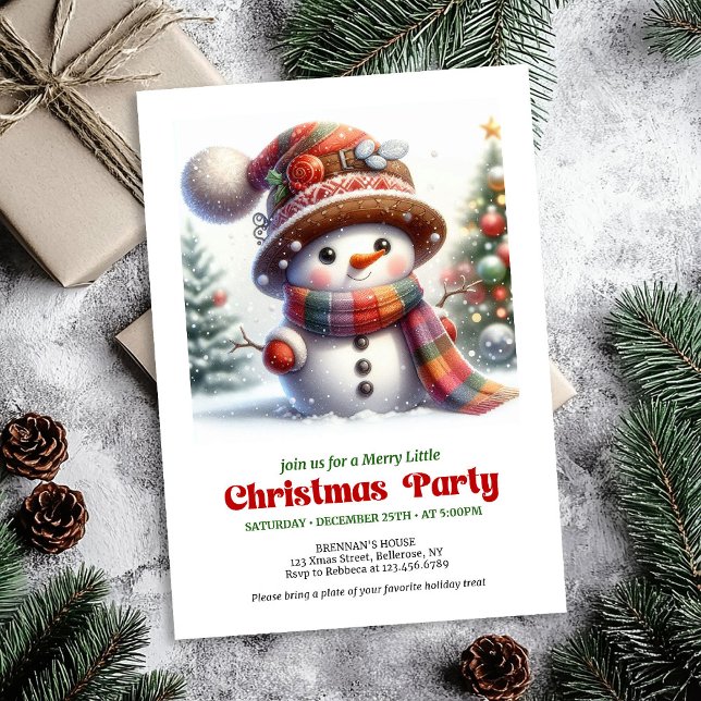 Convites Playful cartoon snowman invite festive fun digital (Playful cartoon snowman invite festive fun printable

)