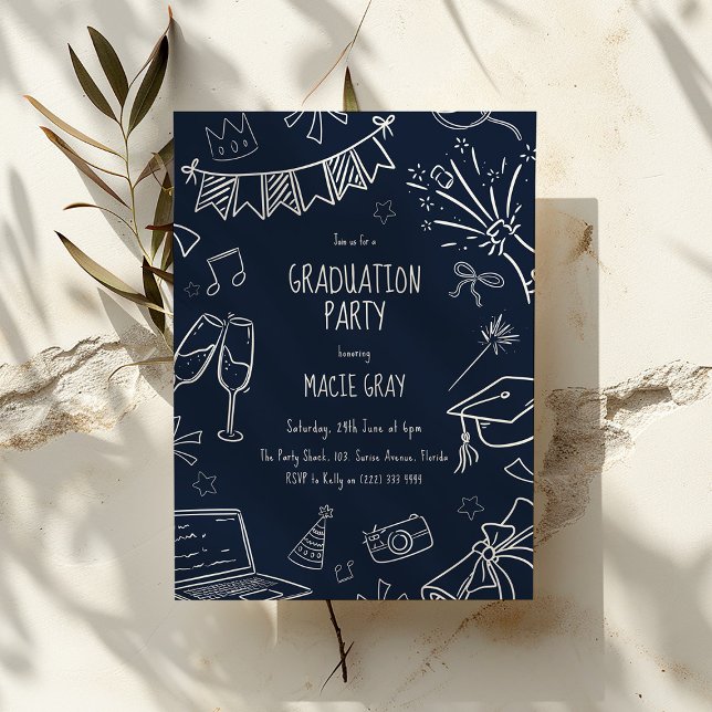 Convites Playful Doodle Graduation Party (Criador carregado)