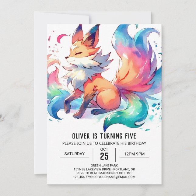 Convites Playful Fox Birthday (Frente)
