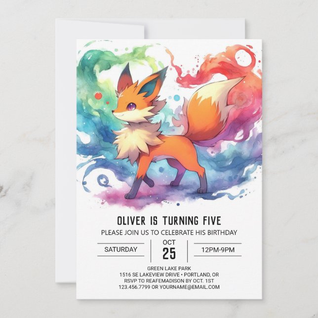 Convites Playful Fox Birthday (Frente)