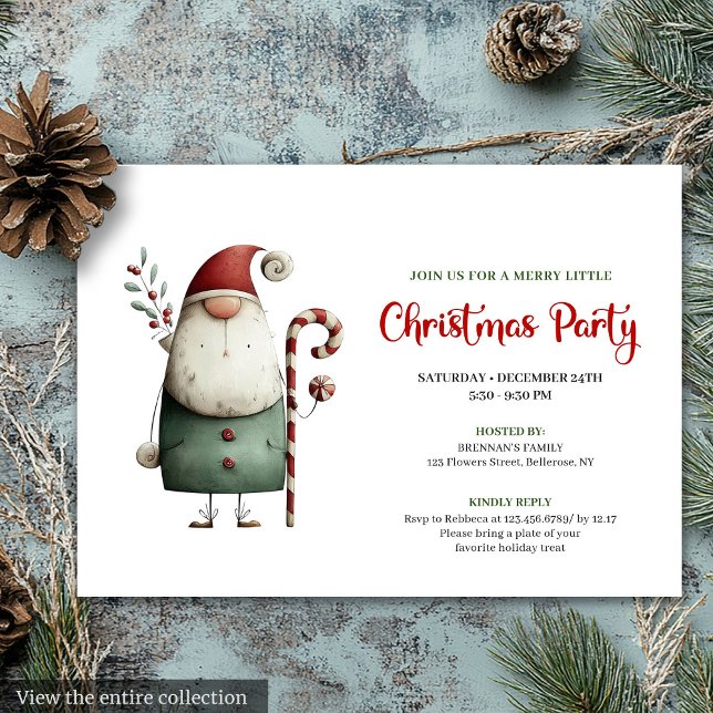Convites Playful Funny Santa Watercolor Holiday Celebration (Playful Funny Santa Watercolor Holiday Celebration)