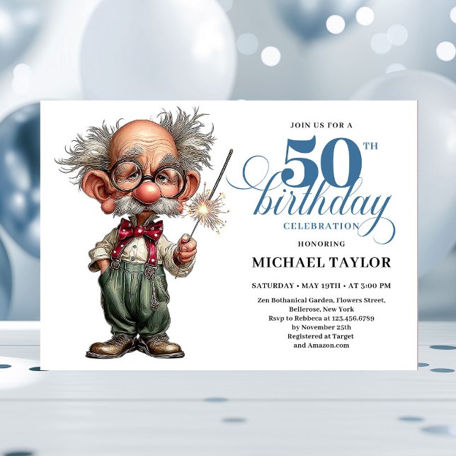 Convites Playful Humor For Him 50th Birthday Party Invite (Playful Humor For Him 50th Birthday Party Invite)
