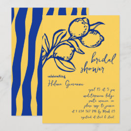 Convites Playful Italian Handwritten Lemon Bridal Shower