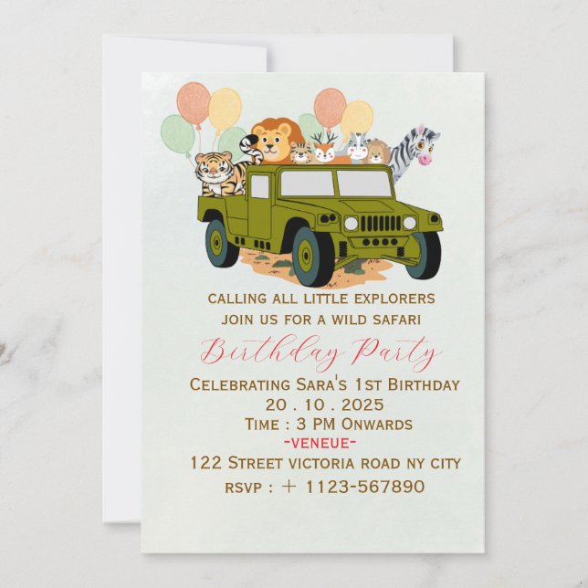 Convites Playful Kids Birthday Party Invitation Card (Frente)