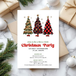 Convites Playful leopard and red plaid Christmas invitation