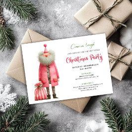 Convites Playful pink santa Christmas party invitation
