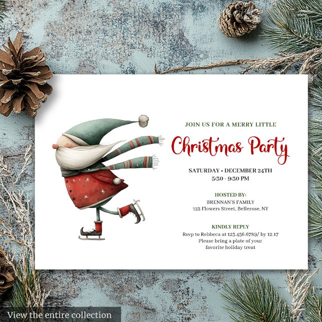 Convites Playful Quirky Santa Watercolor Holiday Invite (Playful Quirky Santa Watercolor Holiday Invite)
