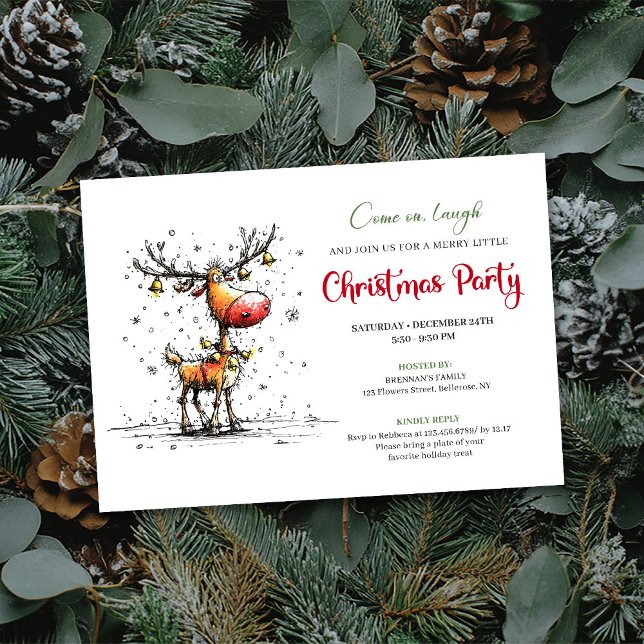 Convites Playful Reindeer Festive Celebration Invitation (Playful Reindeer Festive Celebration Invitation)