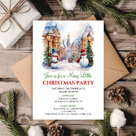 Convites Playful watercolor Christmas scene invitation