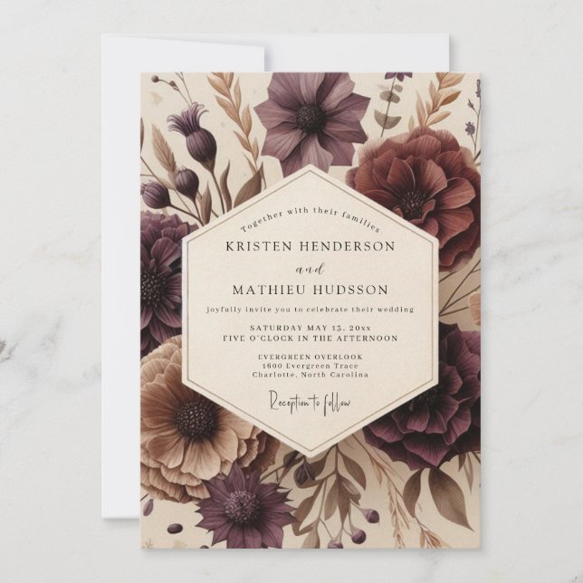 Convites Plum Bloom Autumn Romance Wedding (Frente)