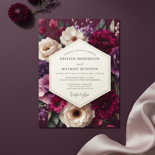 Convites Plum Bloom Ethereal Wedding (Criador carregado)